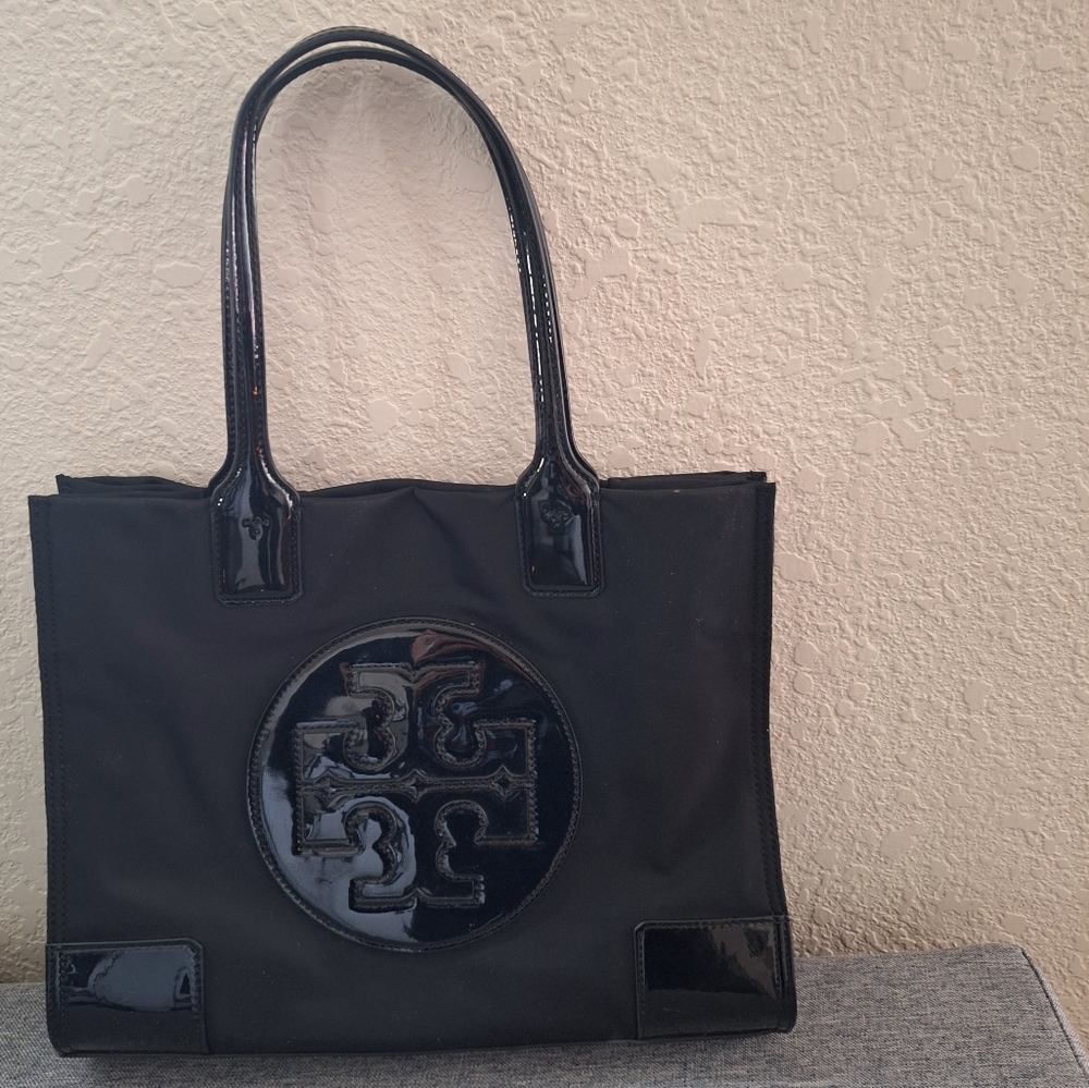 Tory Burch small ella Nylon patent tote
